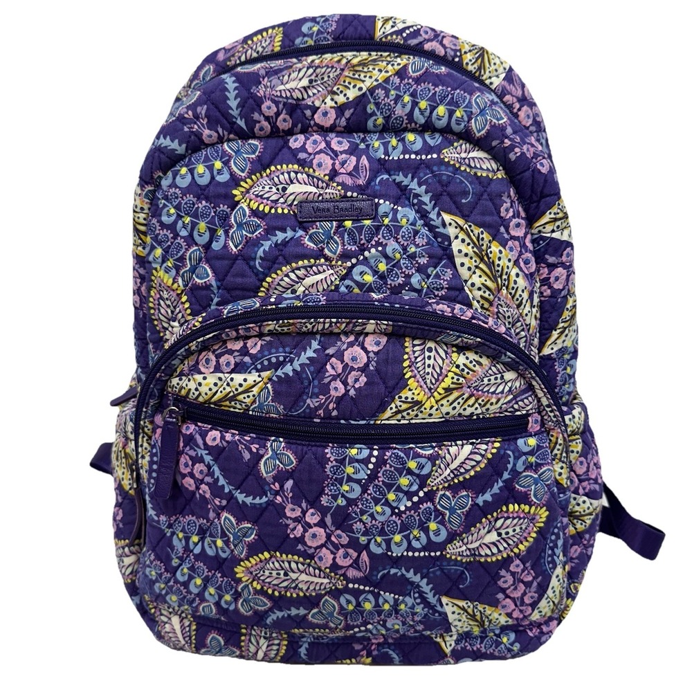 Vera Bradley Purple Batik Leaves Women's Backpack VBK17 Retired GREAT